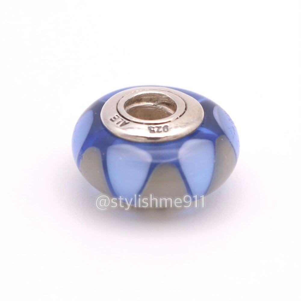 Authentic PANDORA Captivating Blue and Gray Triangles Glass Murano - Picture 9 of 9
